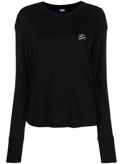 Karl Lagerfeld Embroidered-logo Travel Loungewear Set In 黑色