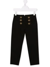 Balmain Button-embossed Slim-fit Trousers In 黑色