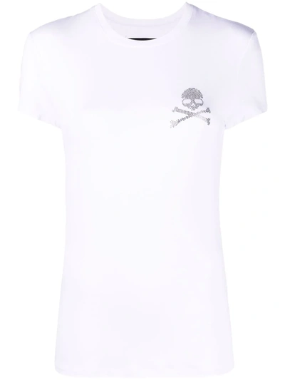 Philipp Plein Rhinestone-skull T-shirt In White