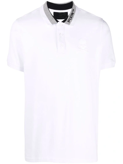 Philipp Plein Logo Embroidered Polo Shirt In White