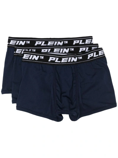 Philipp Plein Logo Waistband Boxers (pack Of 3) In Blue
