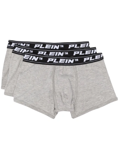 Philipp Plein Logo Waistband Boxers (pack Of 3) In Grey