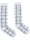 Jw Anderson Intarsia-logo Long Ankle Socks In White
