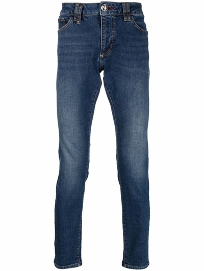 Philipp Plein Mid-rise Slim-cut Jeans In Blue