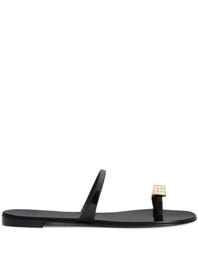 Giuseppe Zanotti Dynamo Ring Flats In Black Leather