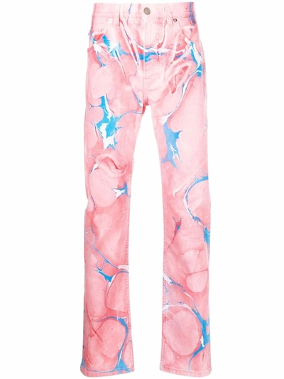 Versace Logo-patch Straight-leg Jeans In Pink