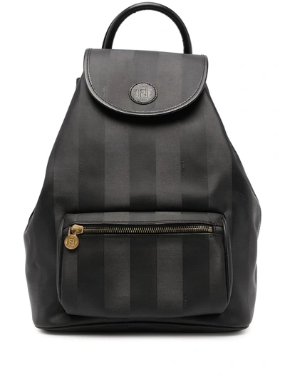 Pre-owned Fendi 1990s Pequin-print Backpack In 黑色