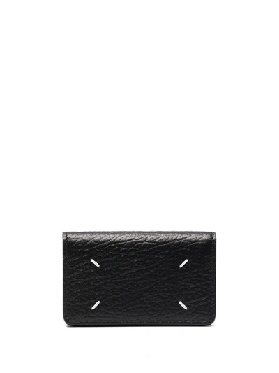 Maison Margiela Four-stitch Leather Wallet In 黑色