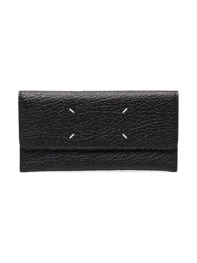 Maison Margiela Stitched Leather Continental Wallet In 黑色