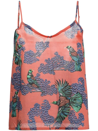 Desmond & Dempsey Embroidered Camisole Top In 红色