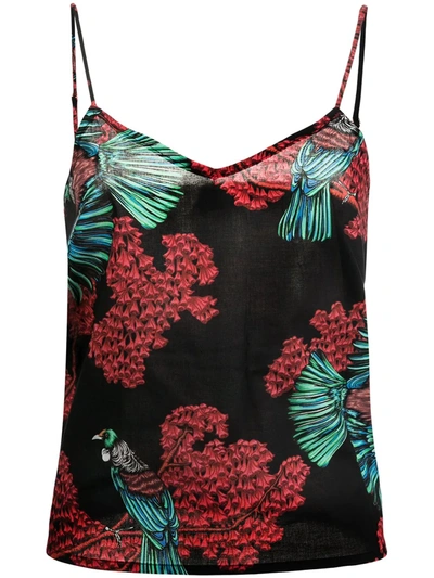 Desmond & Dempsey Embroidered Camisole Top In 黑色