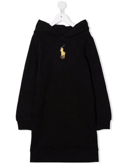 Ralph Lauren Kids' Polo Pony Oversized Hoodie In Black