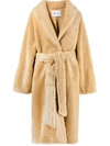 STAND STUDIO BELTED SHEARLING COAT