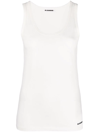 Jil Sander Plus Logo-print Scoop-neck Tank Top In Piuma