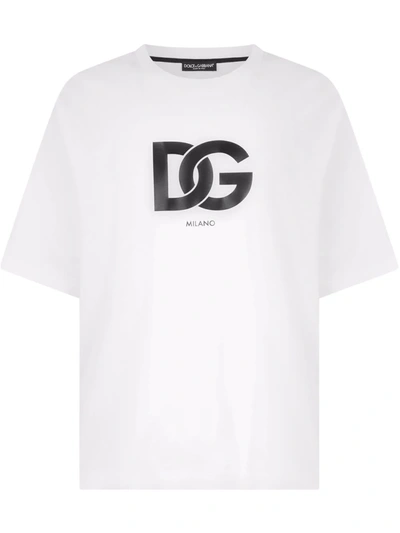 Dolce & Gabbana Dg-logo Cotton T-shirt In Optical White