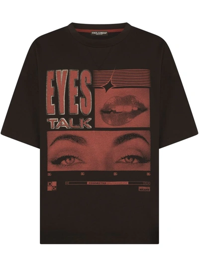 Dolce & Gabbana Eyes Talk Graphic-print T-shirt In Nero