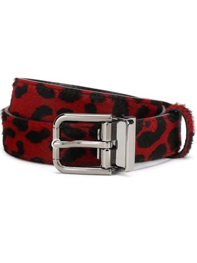 Dolce & Gabbana Leopard-print Leather Belt In Multicolor