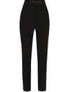 Dolce & Gabbana Striped Tailored High-waist Trousers In Black