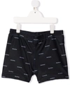 Balmain Teen Logo Print Swimming Trunks In 黑色