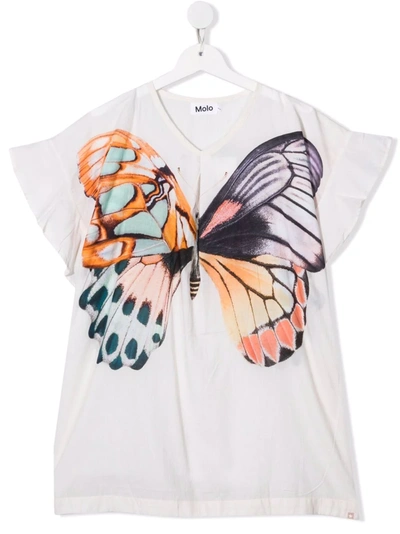 Molo Butterfly-print Organic-cotton Dress In 中性色