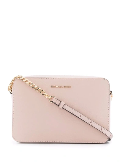 Michael Kors Large Jet Set Leather Crossbody Bag In Rose-pink