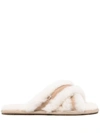 Ugg Scuffita Womens Shearling Cozy Slide Slippers In White