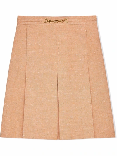 Gucci Kids' Children's Canvas Skirt With Horsebit In Neutrals