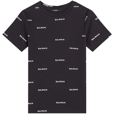 Balmain Kids' Black Logo Print T-shirt