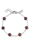 Samuel B. Sterling Silver Cushion Cut Semi-precious Stone Station Bracelet In Red