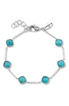 Samuel B. Sterling Silver Cushion Cut Semi-precious Stone Station Bracelet In Blue