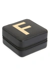 Nordstrom Initial Square Jewelry Box In F- Black- Gold
