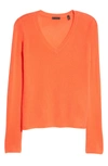 Atm Anthony Thomas Melillo Cashmere V-neck Sweater In Deep Coral