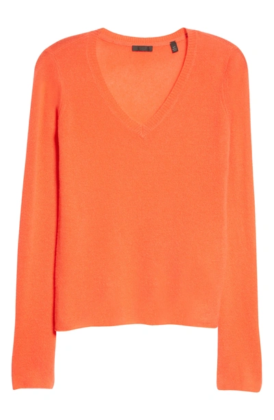 Atm Anthony Thomas Melillo Cashmere V-neck Sweater In Deep Coral