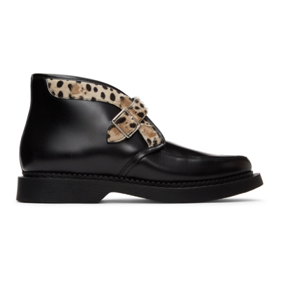 Saint Laurent Men's Teddy 10 Almond-toe Patent Chukka Boots In Black