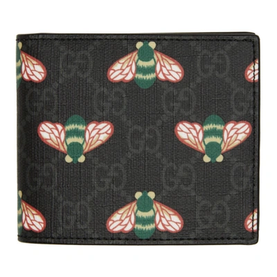 Gucci Bestiary Wallet With Bees In Black