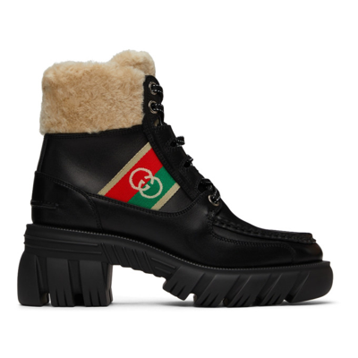 Gucci Black Interlocking G Stripe Boots In 1185 Nero/m.w-g-r-m.