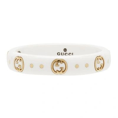 Gucci 18kt Yellow Gold Interlocking G Icon Ring In White