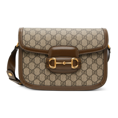 Gucci Brown Horsebit 1955 Gg Supreme Shoulder Bag