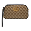 Gucci Beige & Black Small Gg Marmont Shoulder Bag In Beige Ebony