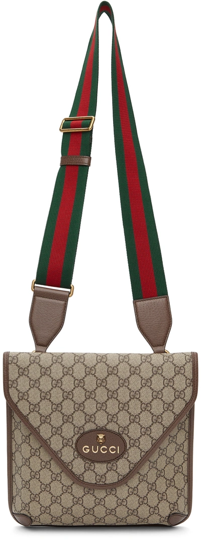 Gucci Brown & Beige Medium Neo Vintage Gg Messenger Bag