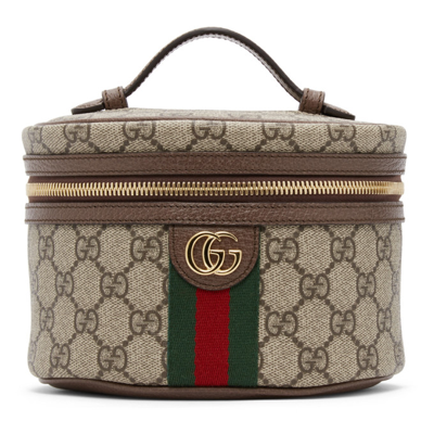 Gucci Beige Gg Supreme Ophidia Cosmetic Case In 8745 B.eb/n.acero/vr