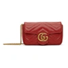 GUCCI RED SUPER MINI GG MARMONT MATELASSÉ BAG