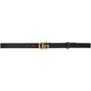 Gucci Gg Marmont Leather Belt With Shiny Buckle In 1000 Black