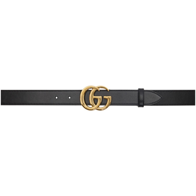 Gucci Black Gg Marmont Belt In 1000 Black