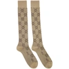 Gucci Gg-intarsia Metallic-knit Socks In Beige