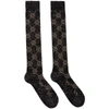 Gucci Long Gg Jacquard Cotton Blend Socks In 1063 Black/light Gre