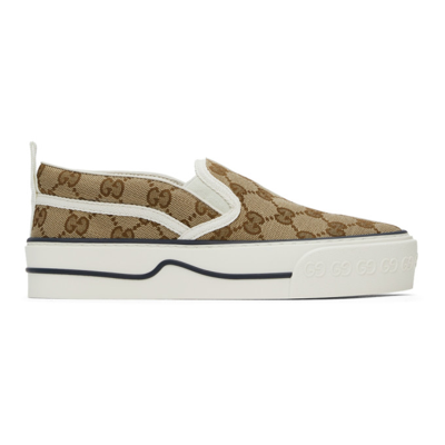 GUCCI BEIGE 'GUCCI TENNIS 1977' SLIP-ON SNEAKERS