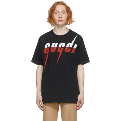 Gucci Black Blade T-shirt In Medley White Red
