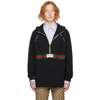 GUCCI BLACK FRENCH TERRY HALF-ZIP HOODIE