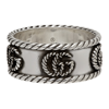 Gucci Ring In Aged Sterling Silver With Double G Detail In 0701 Argento Aureco